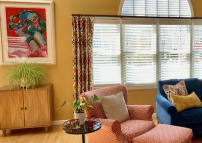 Custom upholstered chair with matching ottoman