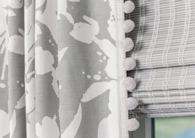 Bedroom-with-Quadrille-Fabric-Drapes-and-Pompom-Trim